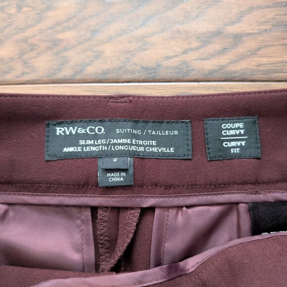 RW&CO brown chocolate plum dress pants size 0 - Picture 10 of 16